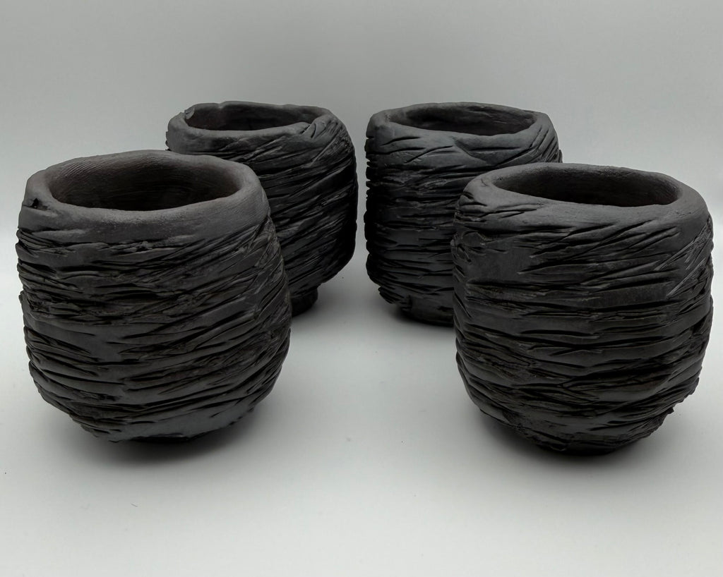 Cooled Lava - Handcrafted ceramic tealight holder - set of 4